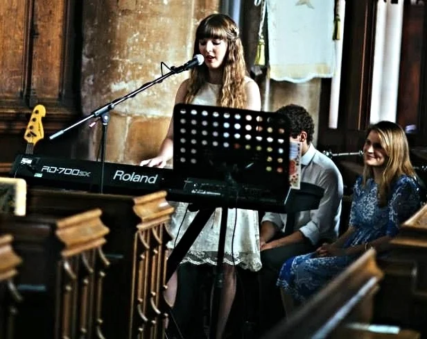 Playing and singing at a wedding in 2014