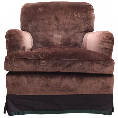 Custom Velvet Roll Arm Lounge Chair