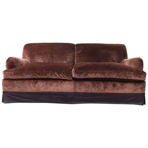 Custom Velvet Roll Arm Sofa