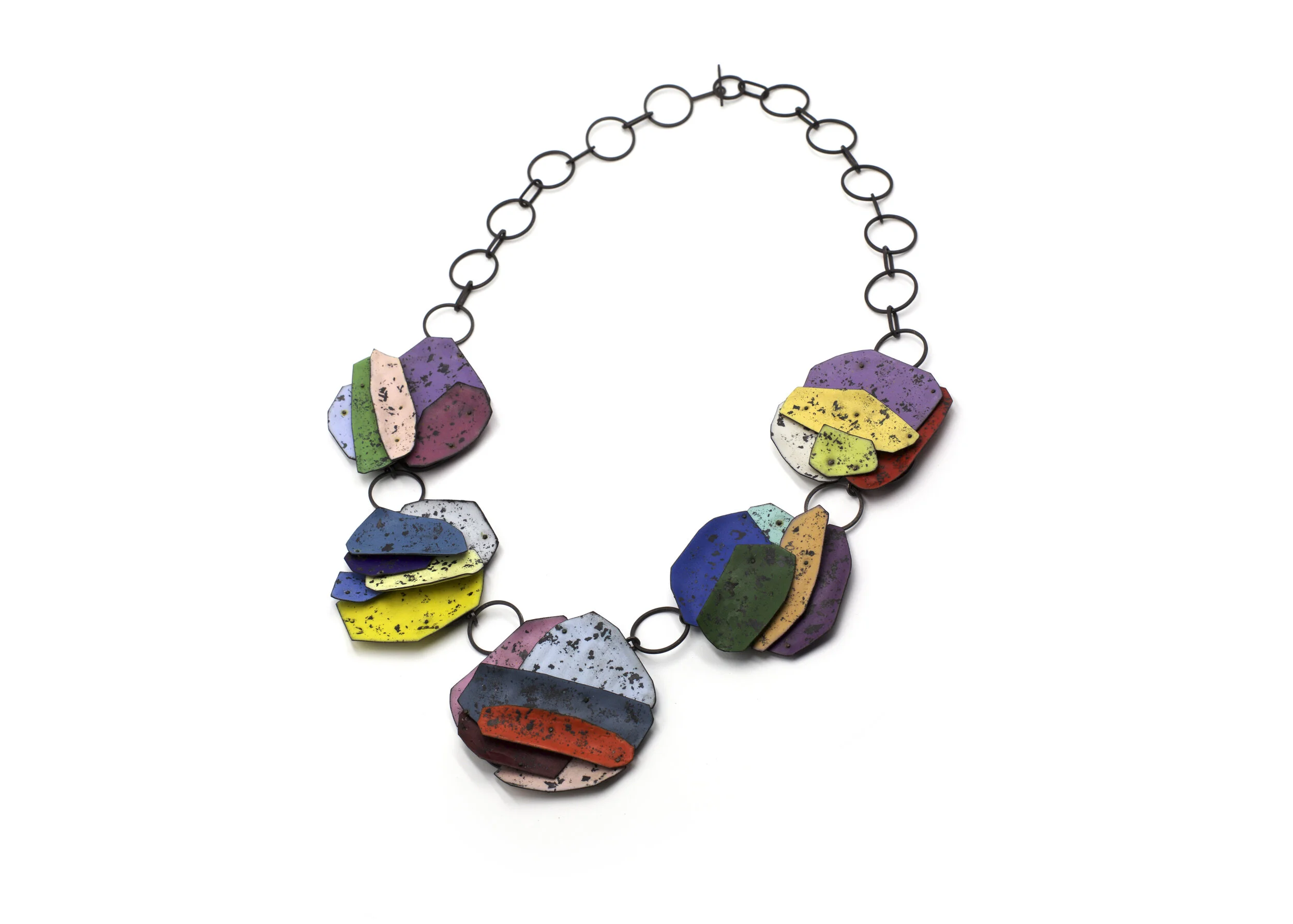 COLLAGE 02 NECKLACE (2017)STEEL, STERLING SILVER, VITREOUS ENAMEL