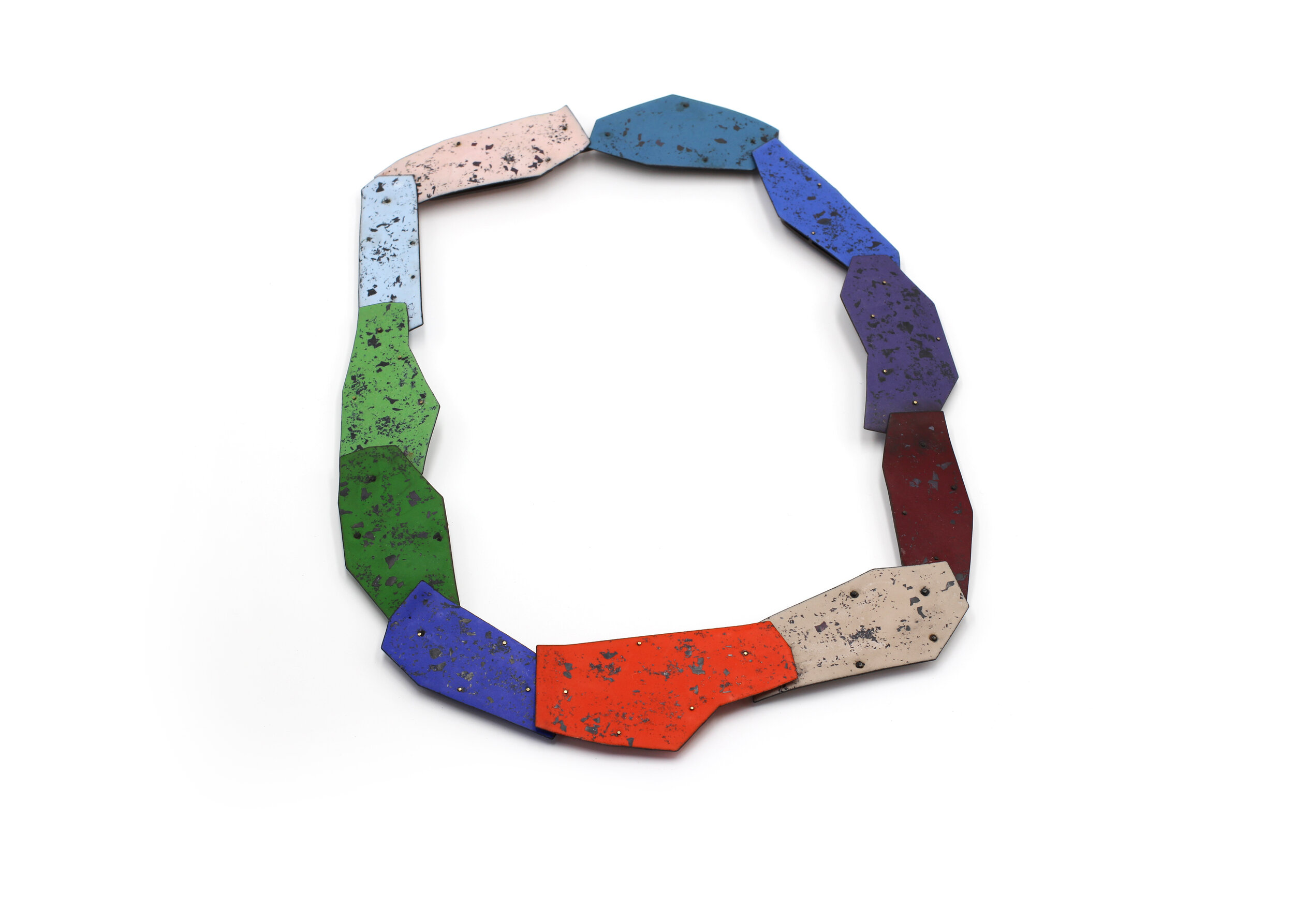 COLLAGE 05 NECKLACE (2017)STEEL, STERLING SILVER, VITREOUS ENAMEL, 18KT GOLD