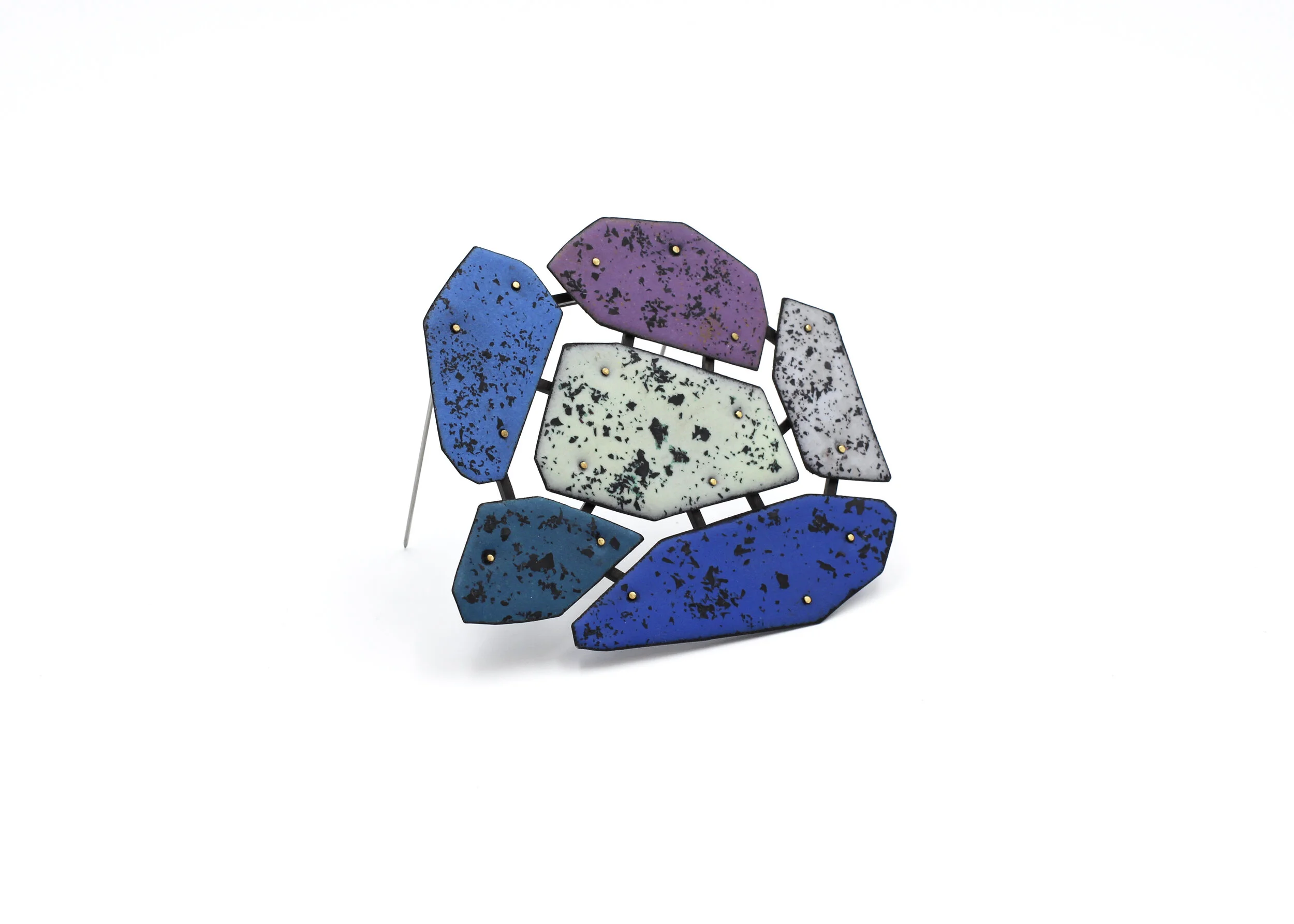 COLLAGE 11 BROOCH (2017)STEEL, STERLING SILVER, VITREOUS ENAMEL, 18KT GOLD