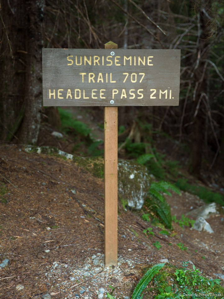 Sunrise Mine Trail Head - entry point towards Headlee Pass and Vesper Peak