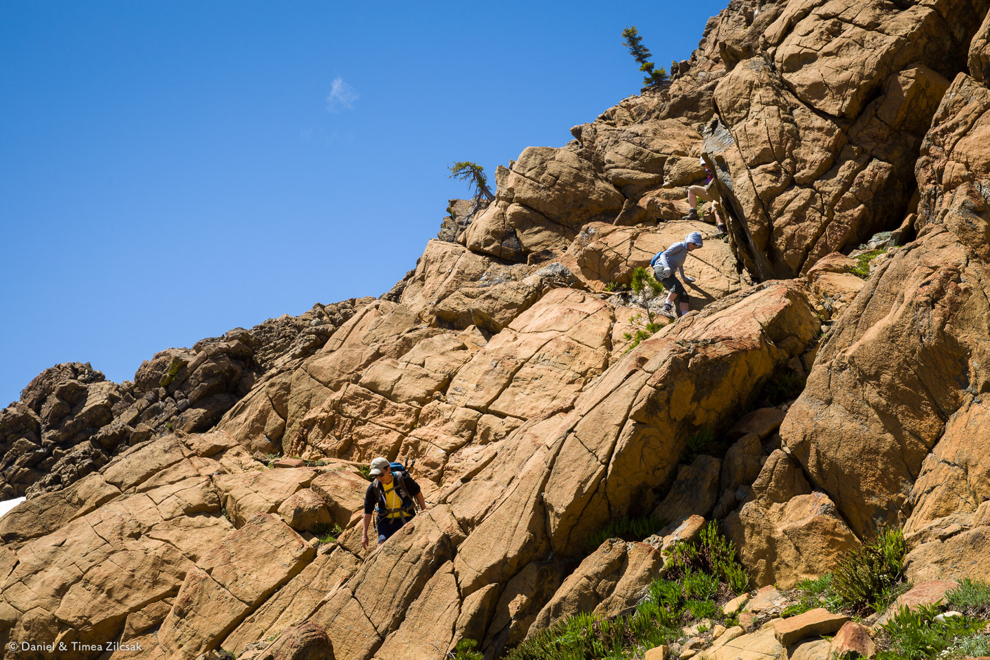 Scrambling down to our lunch spot