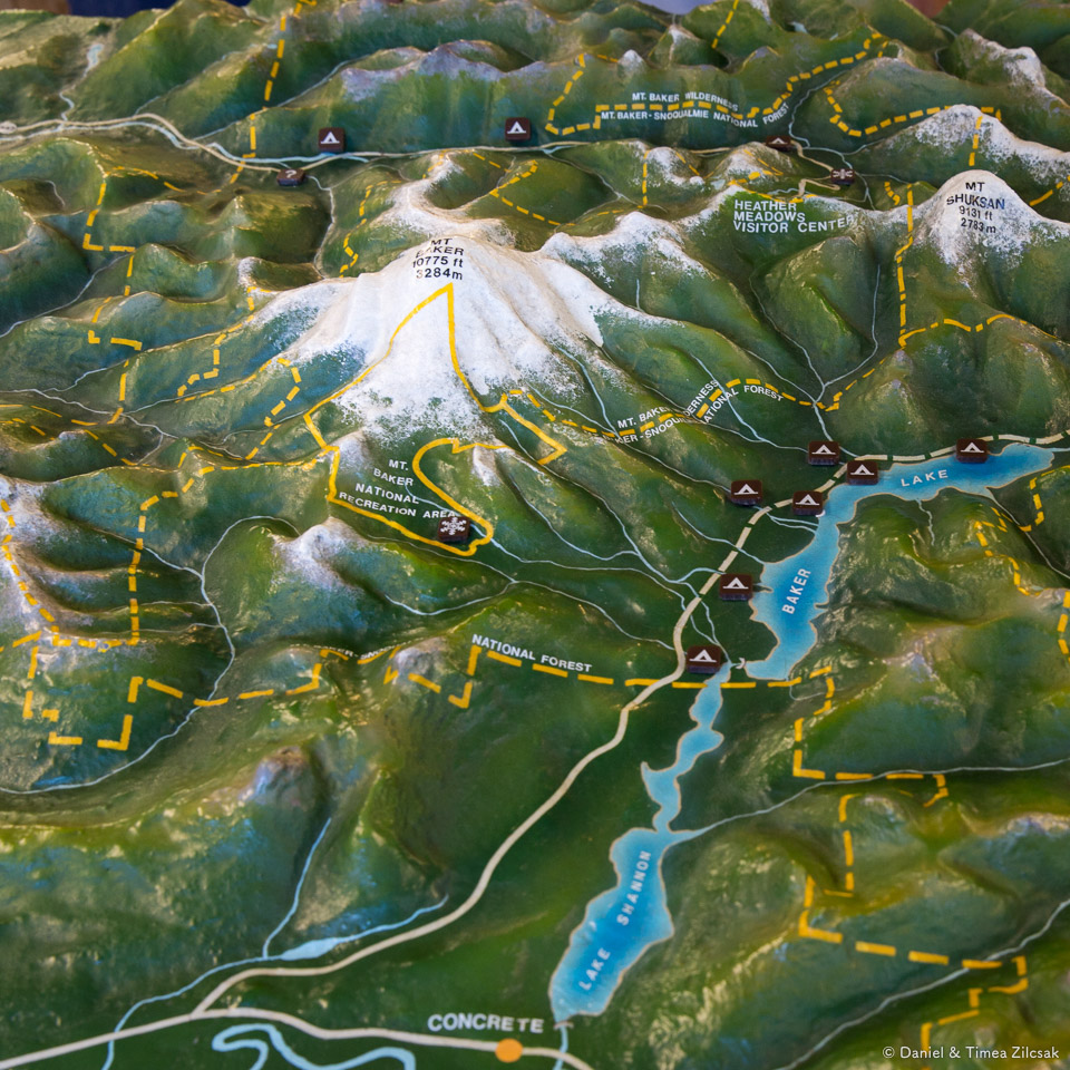 Raised-Relief Map of Mt Baker, Washington