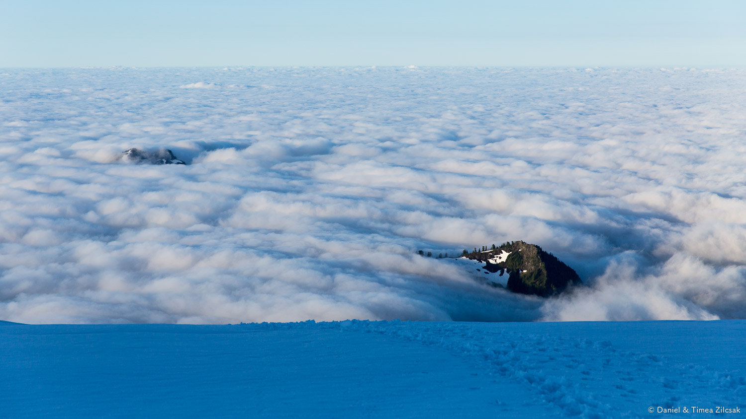 View from lower Easton Glacier, Park Bute above the clouds