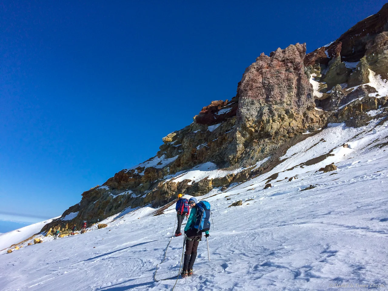 Climbing Mt Baker, right below Sherman Peak, an area with rockfall