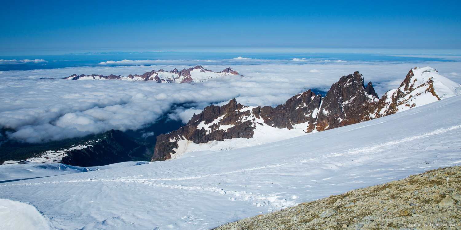 Looking back to where we came from - view from Mt Baker's crater rim