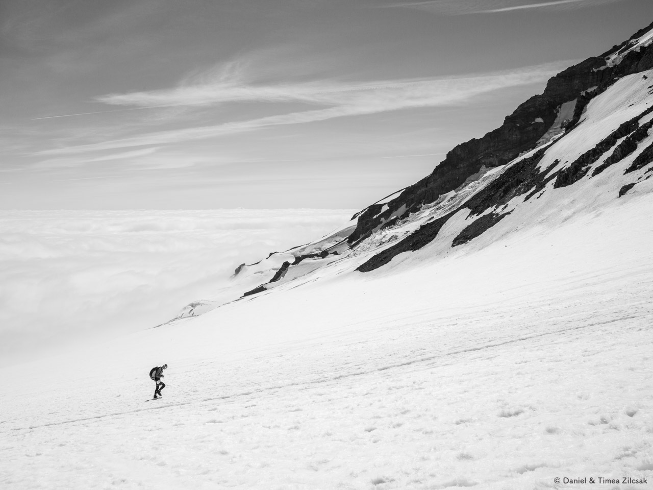 Climber on the Muir Snow Field, Mount Rainier National Park