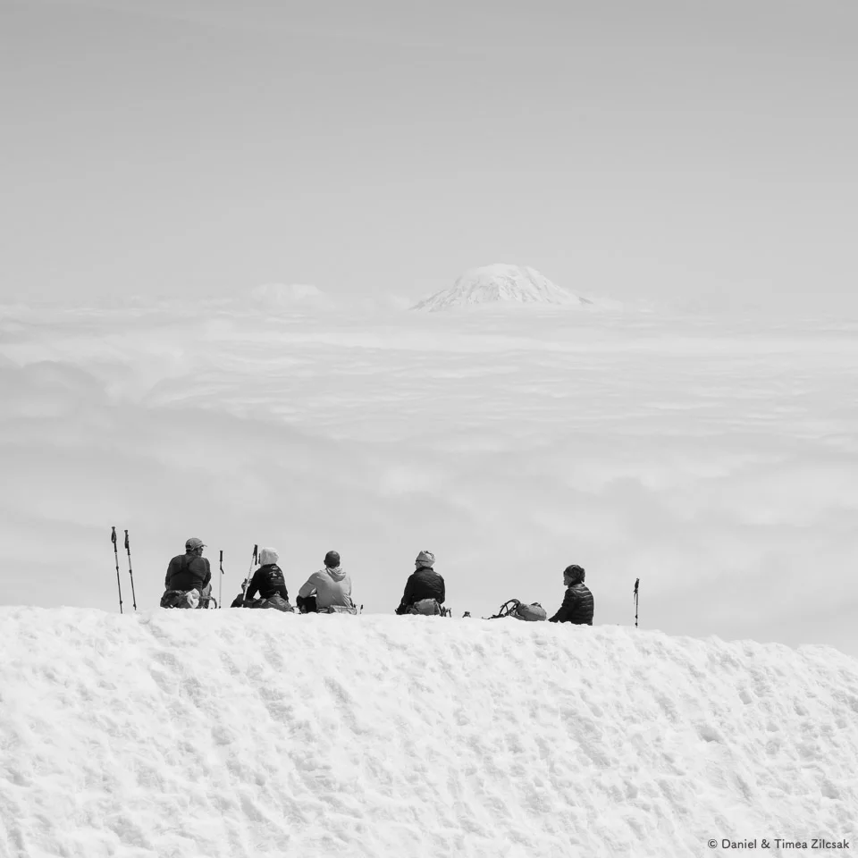 Lunch above the clouds, Camp Muir, Mount Rainier National Park