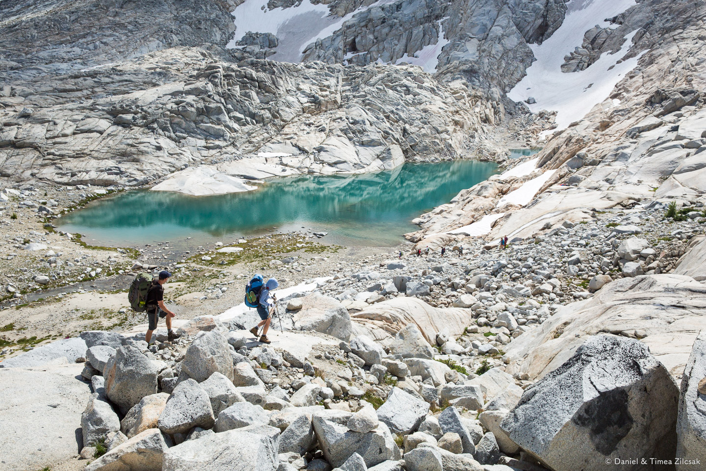 Backpacking the upper core Enchantments, hikers on trail near an alpine glacial lake- 9Z4A2810 © Zilcsak.jpg
