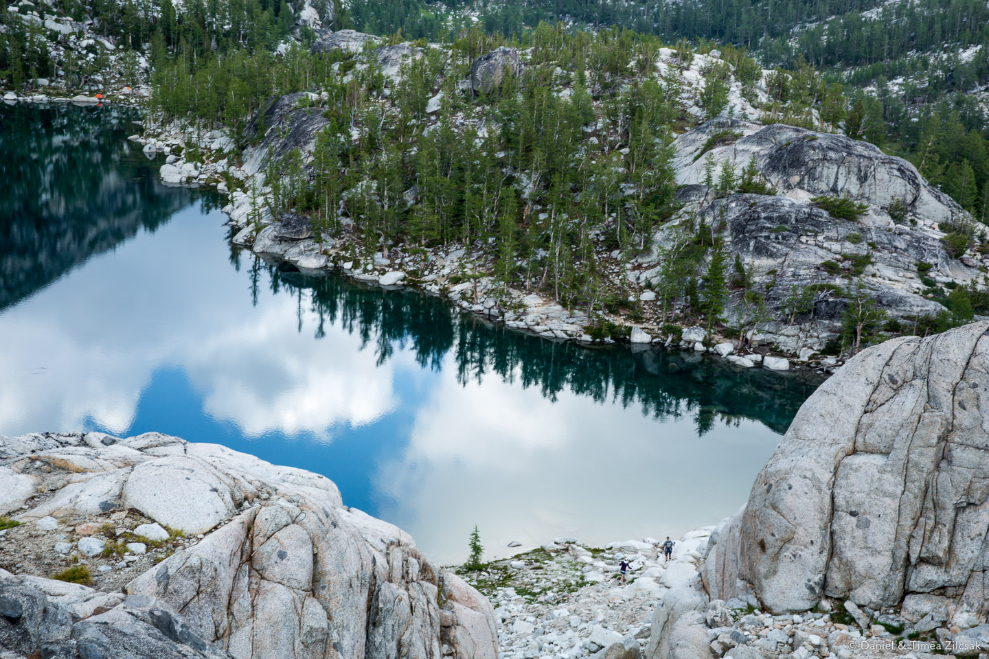 Inspiration Lake, our camp is the little orange dot to the upper left