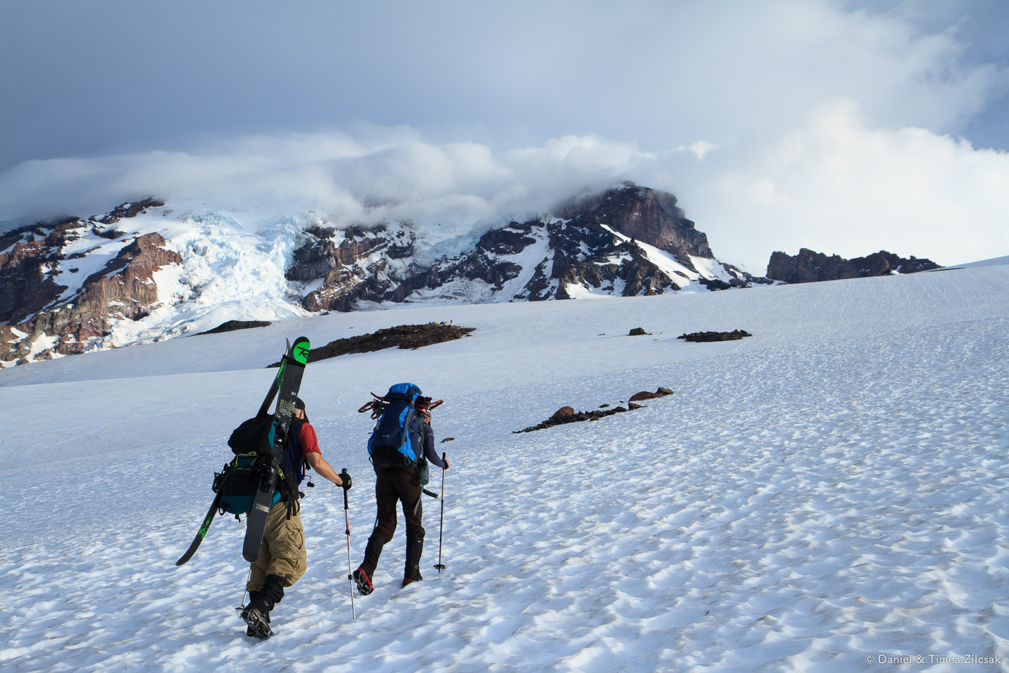 On our way to Camp Muir, Mount Rainier always in front of us
