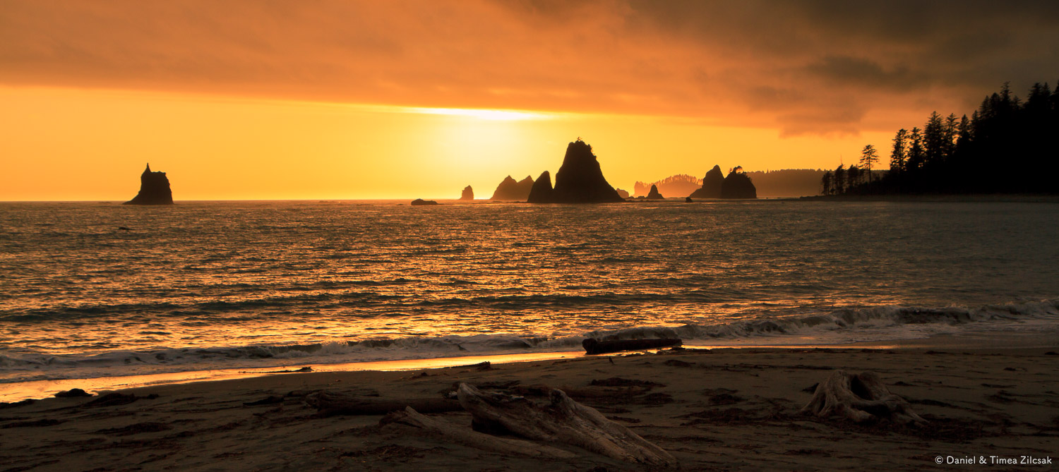 Sunset from our camp at Toleak Point while backpacking the South Coast Wilderness Trail, W 