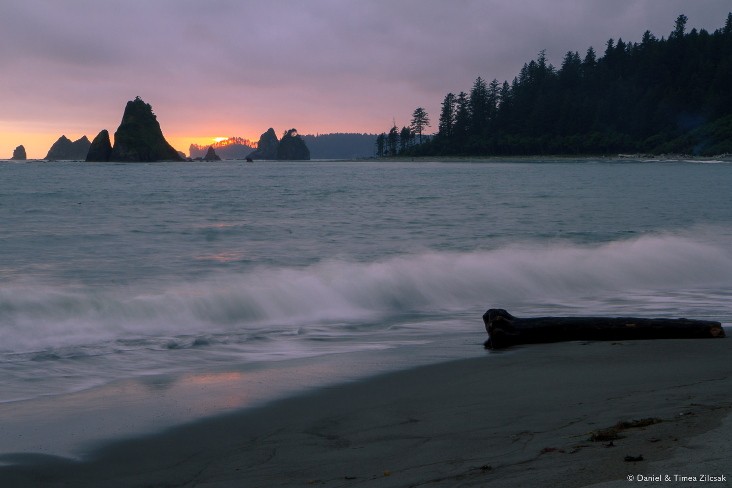 Sunset from our camp at Toleak Point while backpacking the South Coast Wilderness Trail, W 