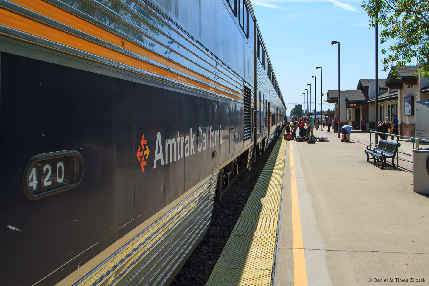 Riding Amtrak from Fresno to Merced, on our way to Yosemite Valley, California