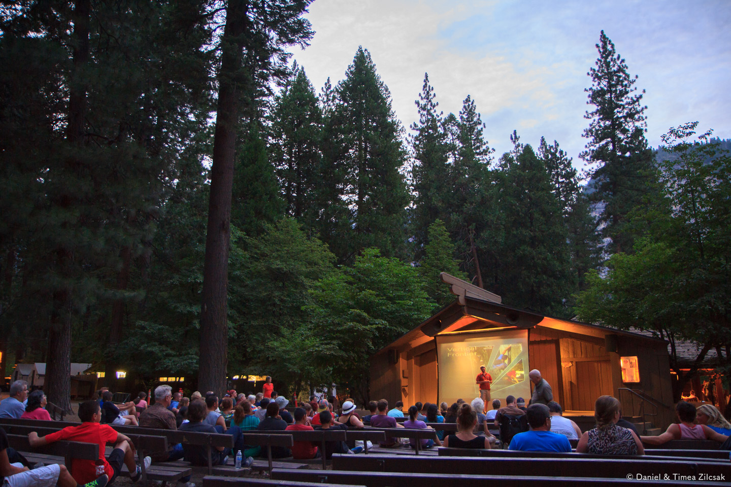 Enjoying a show at the Curry Village outdoor theater