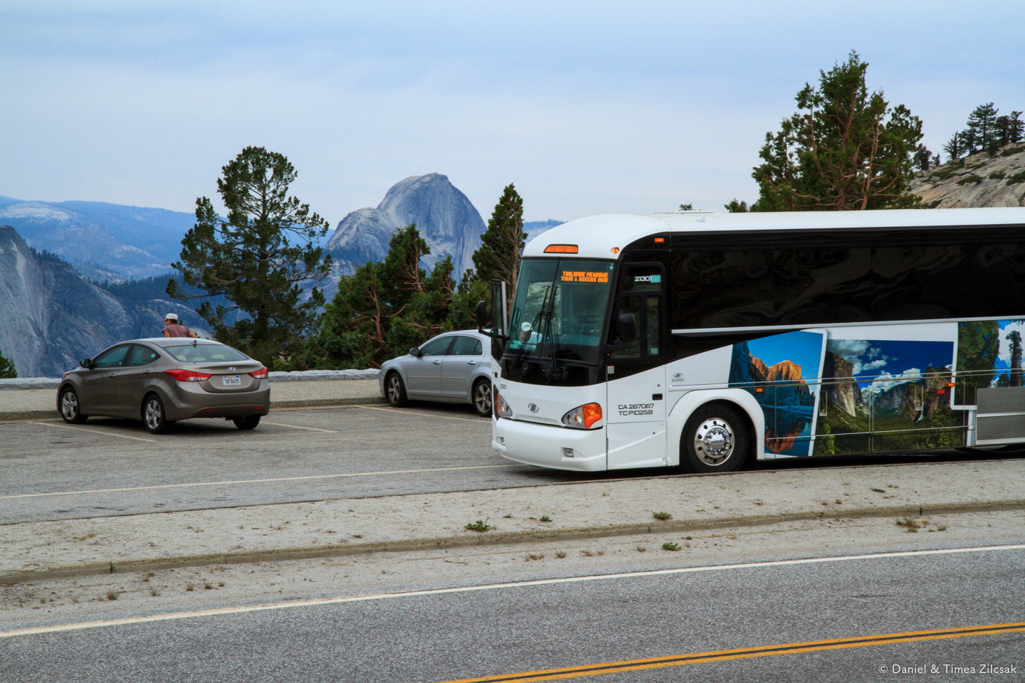 Riding a fancy bus from Yosemite Village to Tuolumne Meadows