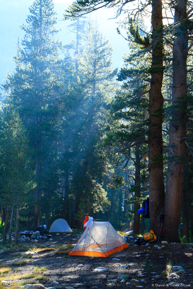 Our camp at Ireland Creek near Lyell Canyon, Yosemite National Park