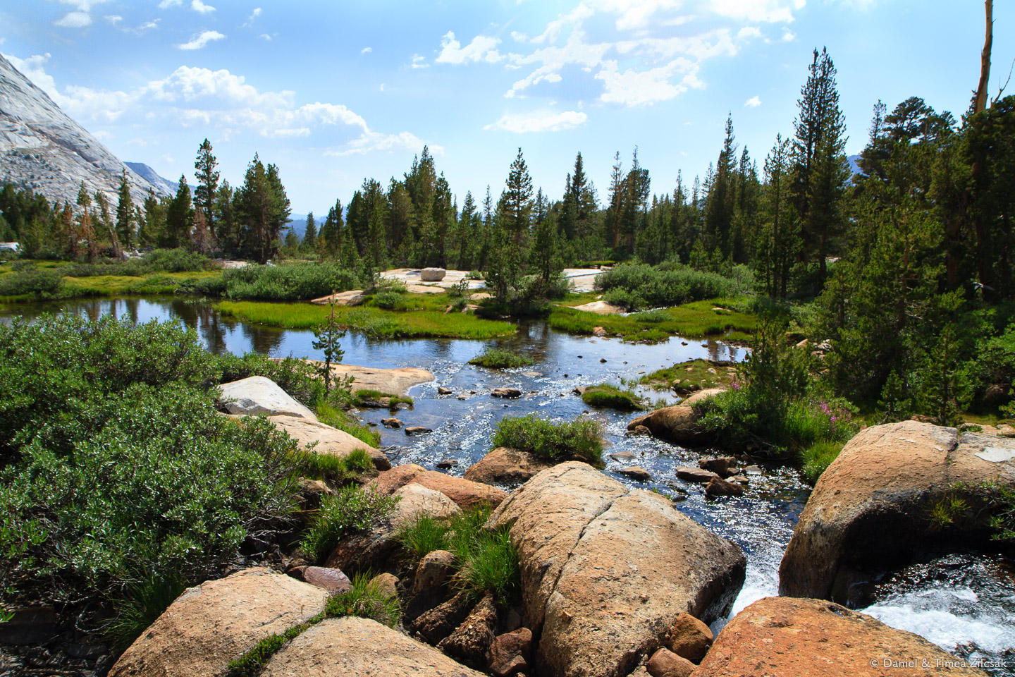 Fletcher Lake outlet and the beginning of Fletcher Creek - Backpacking Yosemite