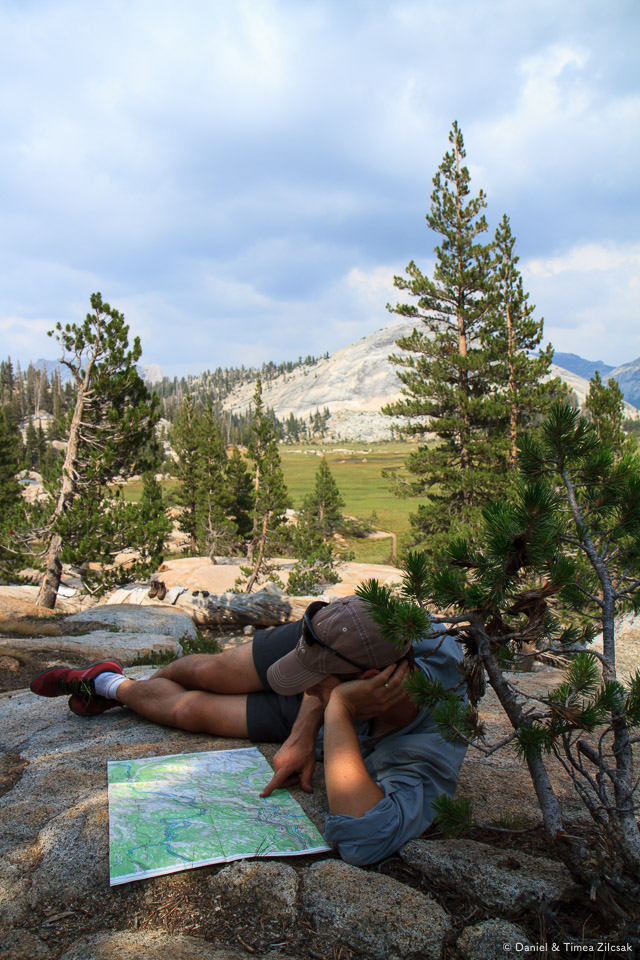 In camp at Sunrise, Backpacking Yosemite National Park