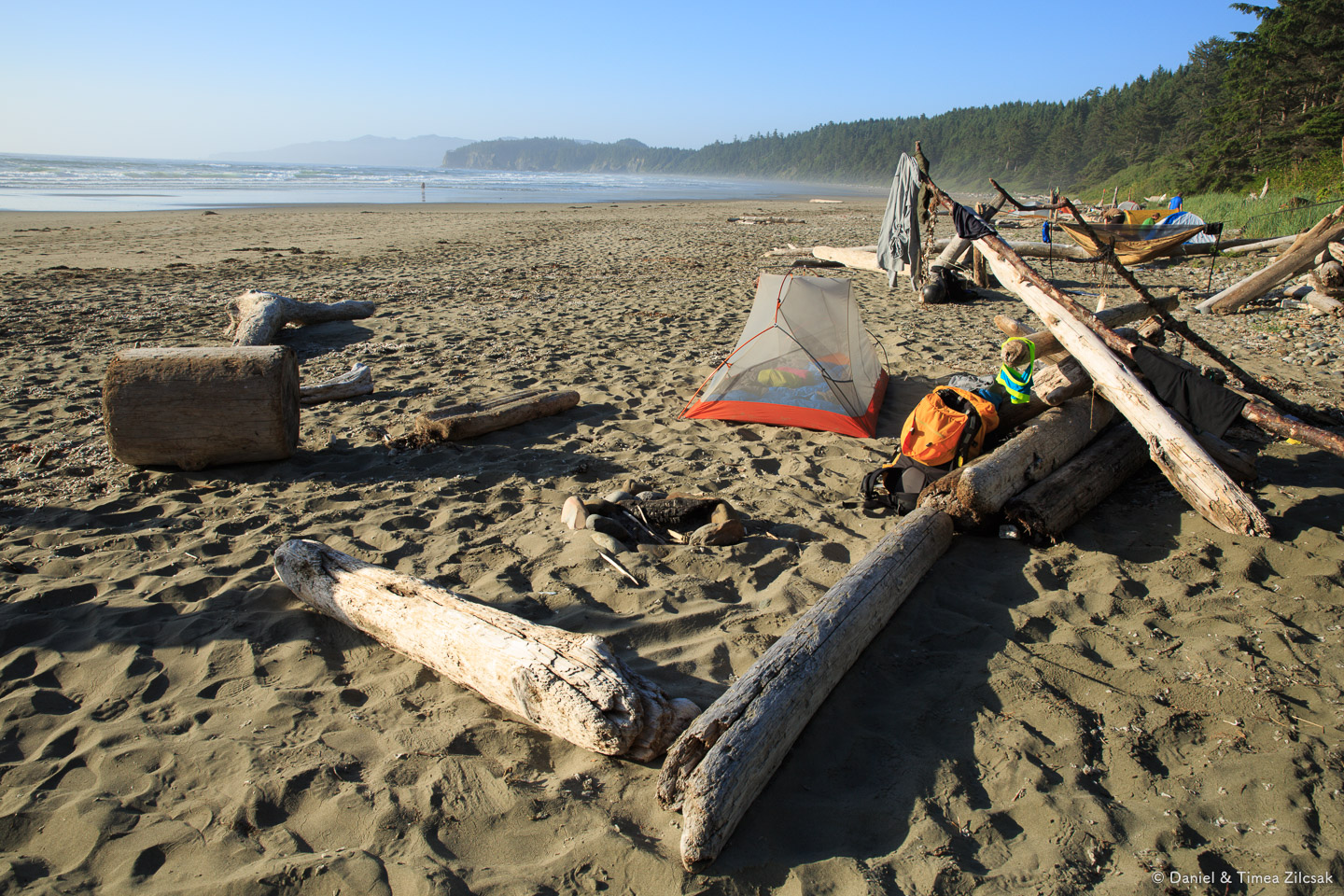 Our tent and camp at Shi Shi Beach