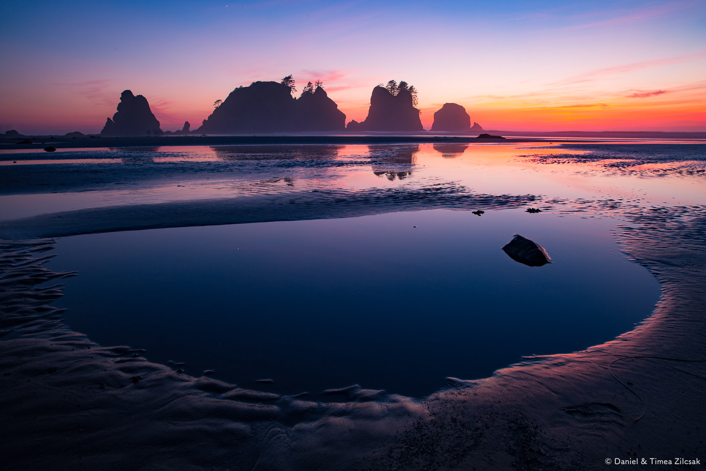A surreal sunset at Shi Shi Beach and Point of the Arches
