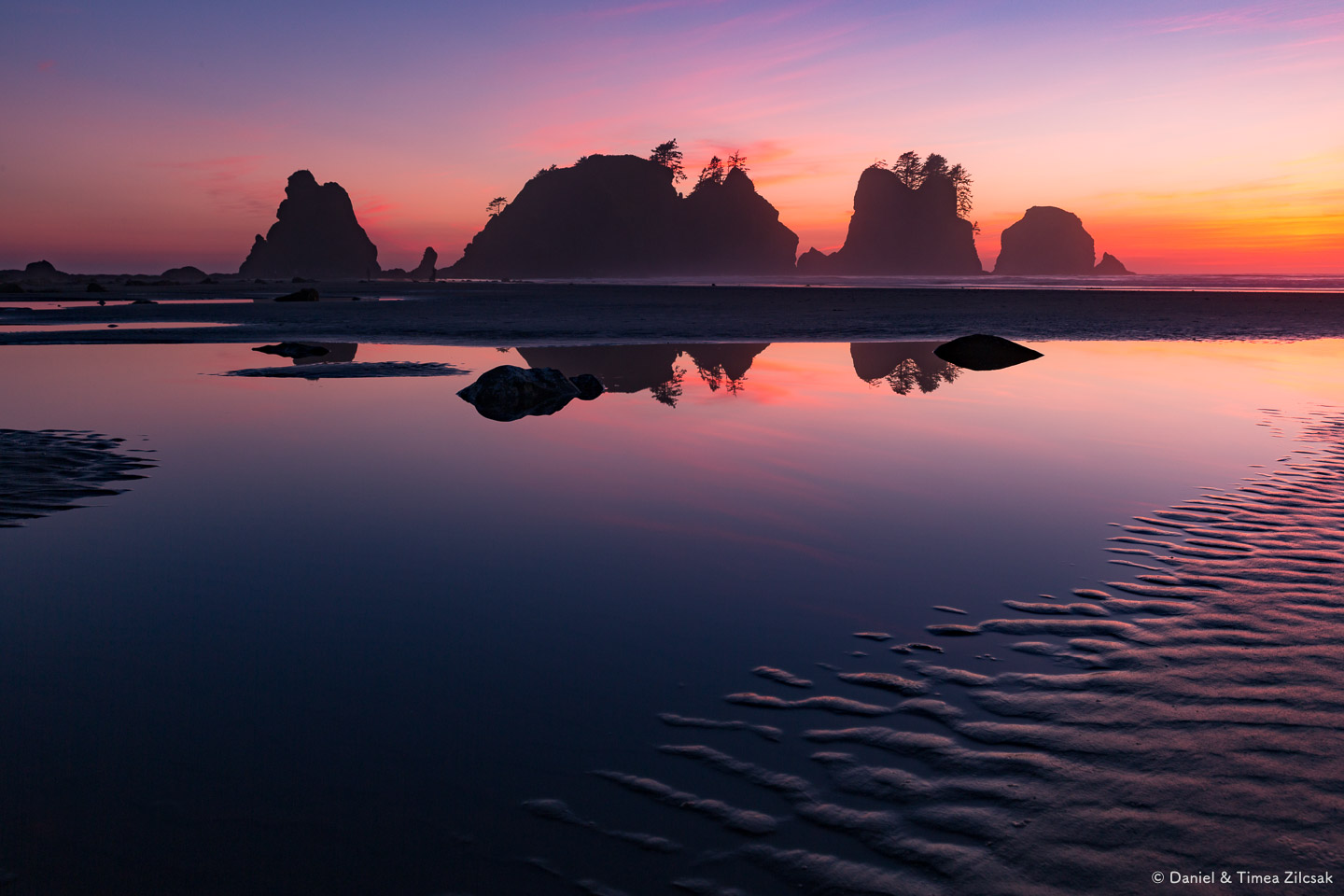 Surreal sunset at Shi Shi Beach and Point of the Arches