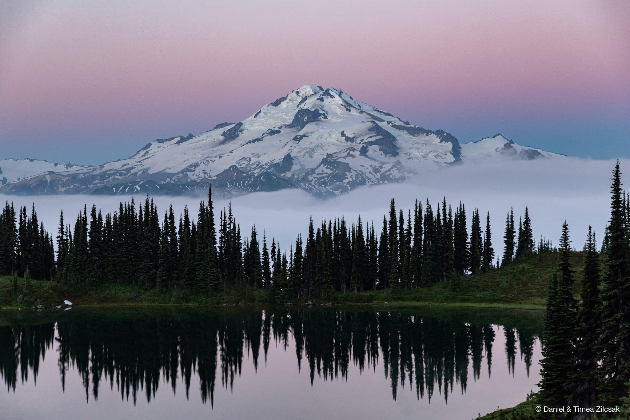 Image Lake with Glacier Peak before sunrise  - Backpacking Spider Gap