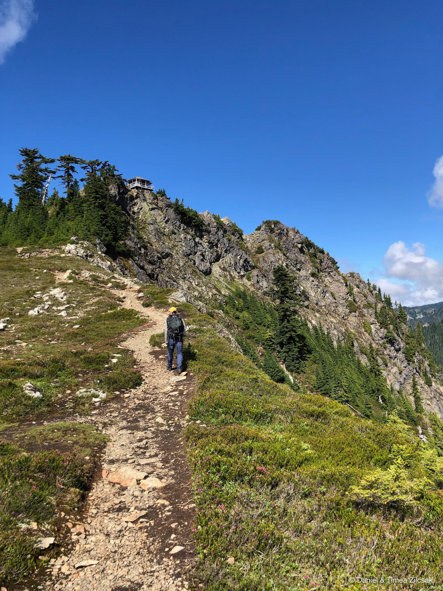 Trail towards Park Butte Tower with view of Mount Baker