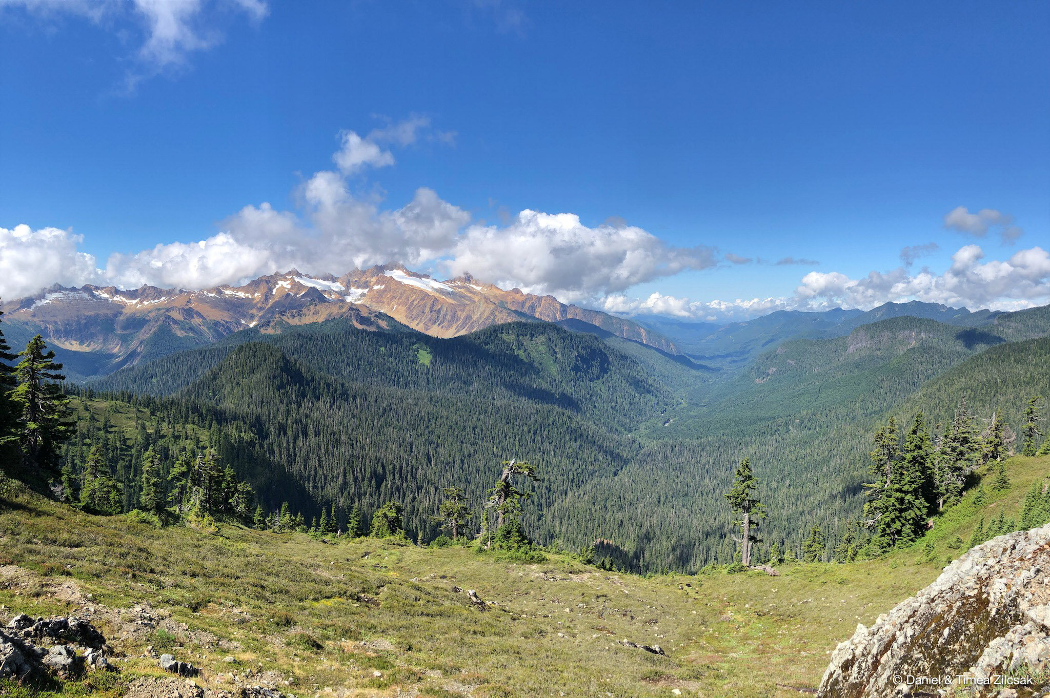 View of Twin Sisters and Nooksack River Valley from the trail to the Park Butte Lookout Tower
