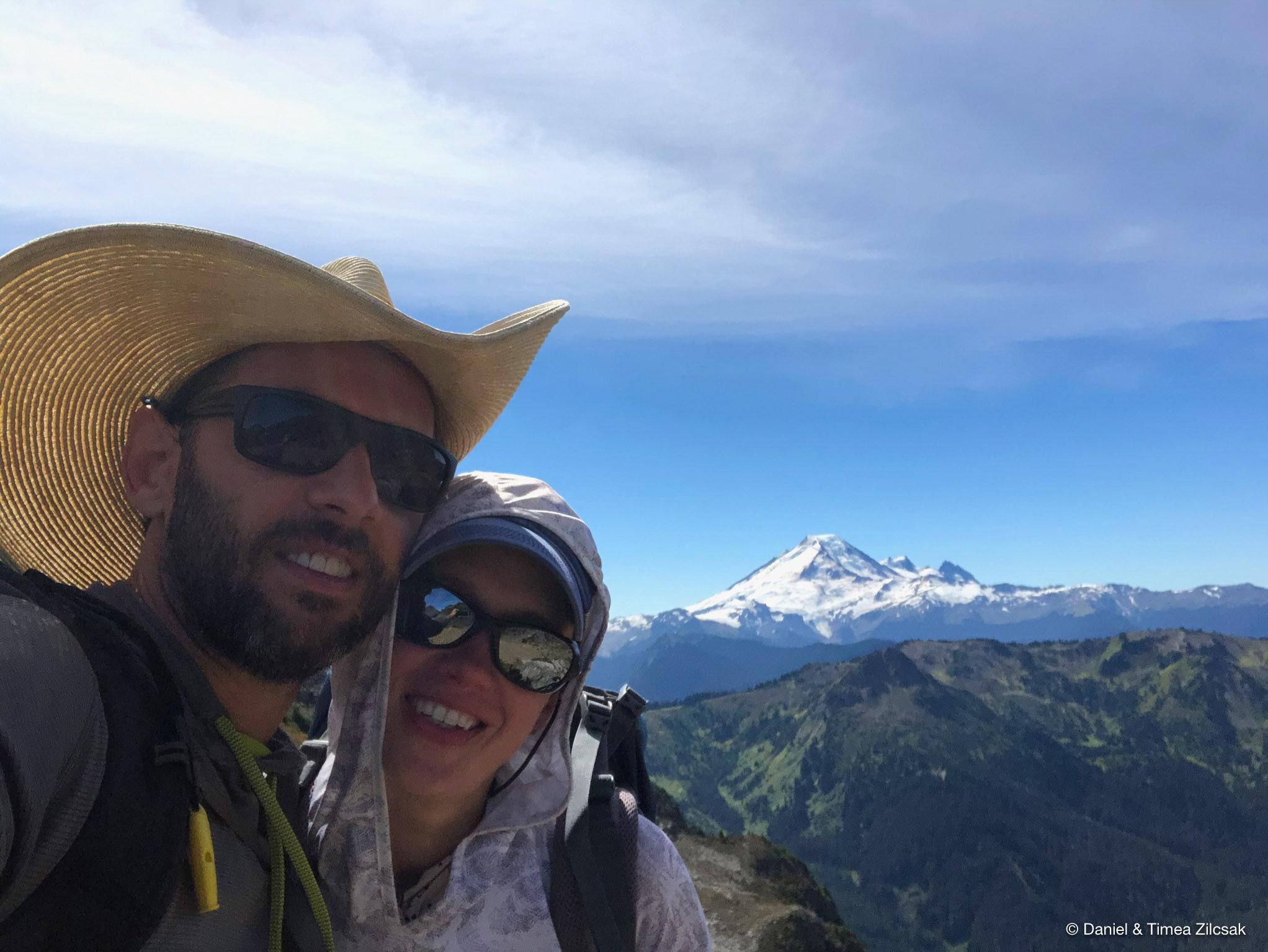 Daniel and I on the summit of Yellow Aster Butte with view of Mount Baker