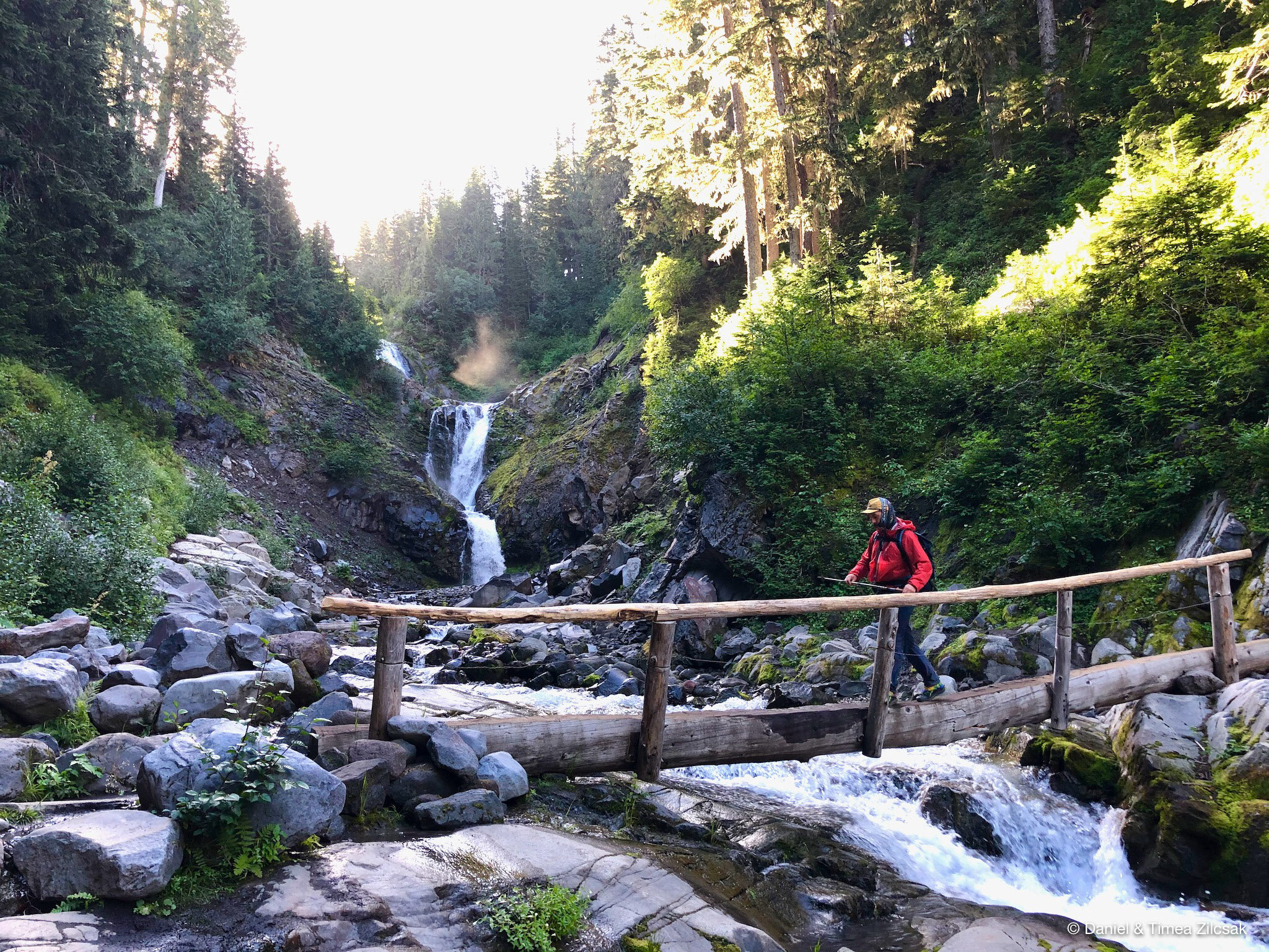 View of Bloucher Falls from the foot-log  