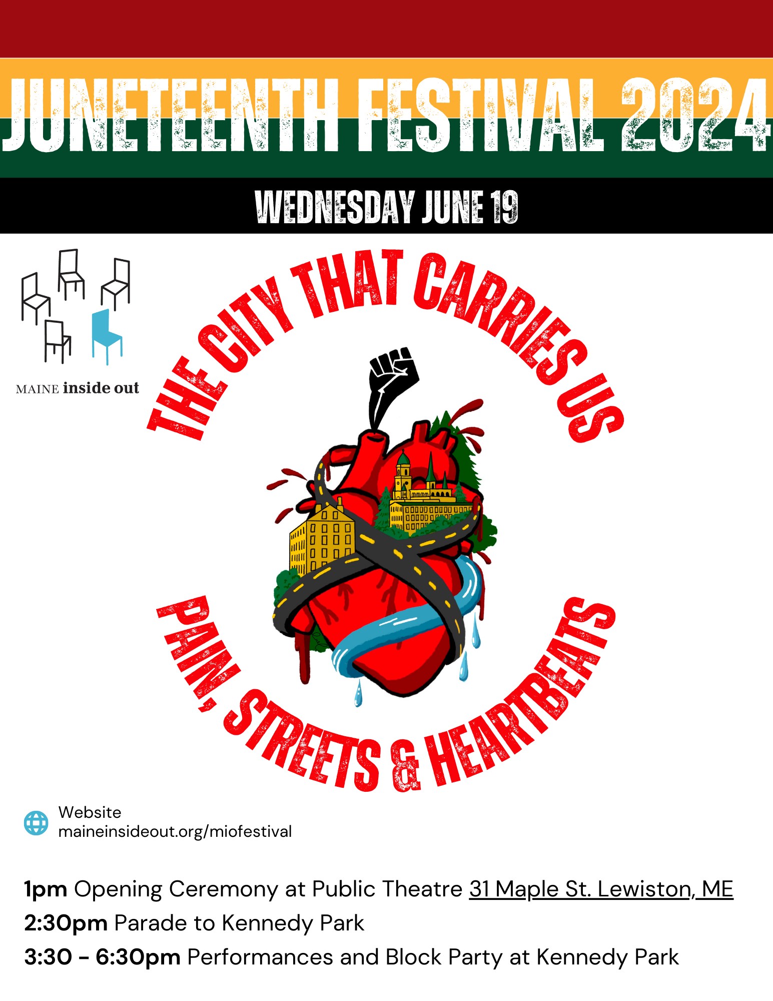 “The City That Carries Us: Pain, Streets, and Heartbeats” a Juneteenth festival featuring a parade, performances, and block party