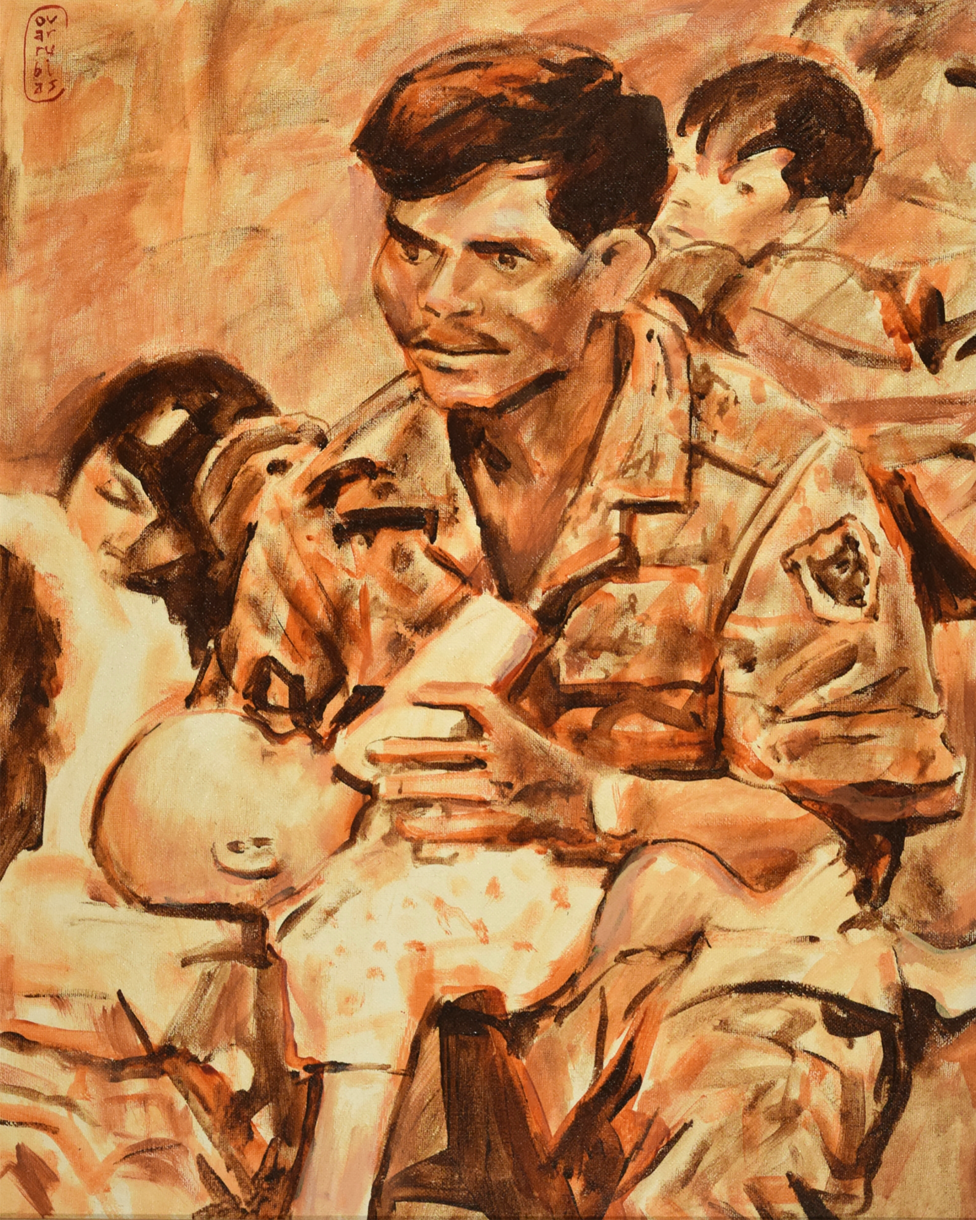 Vietnamese Ranger Comforting a Child, 2013; 20" x 16"