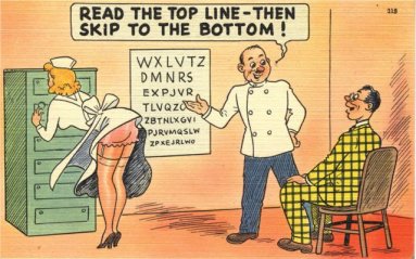  “Read to the top line– then skip to the bottom!”, ca. 1919-1952. ( National Library of Medicine  I Public Domain) 
