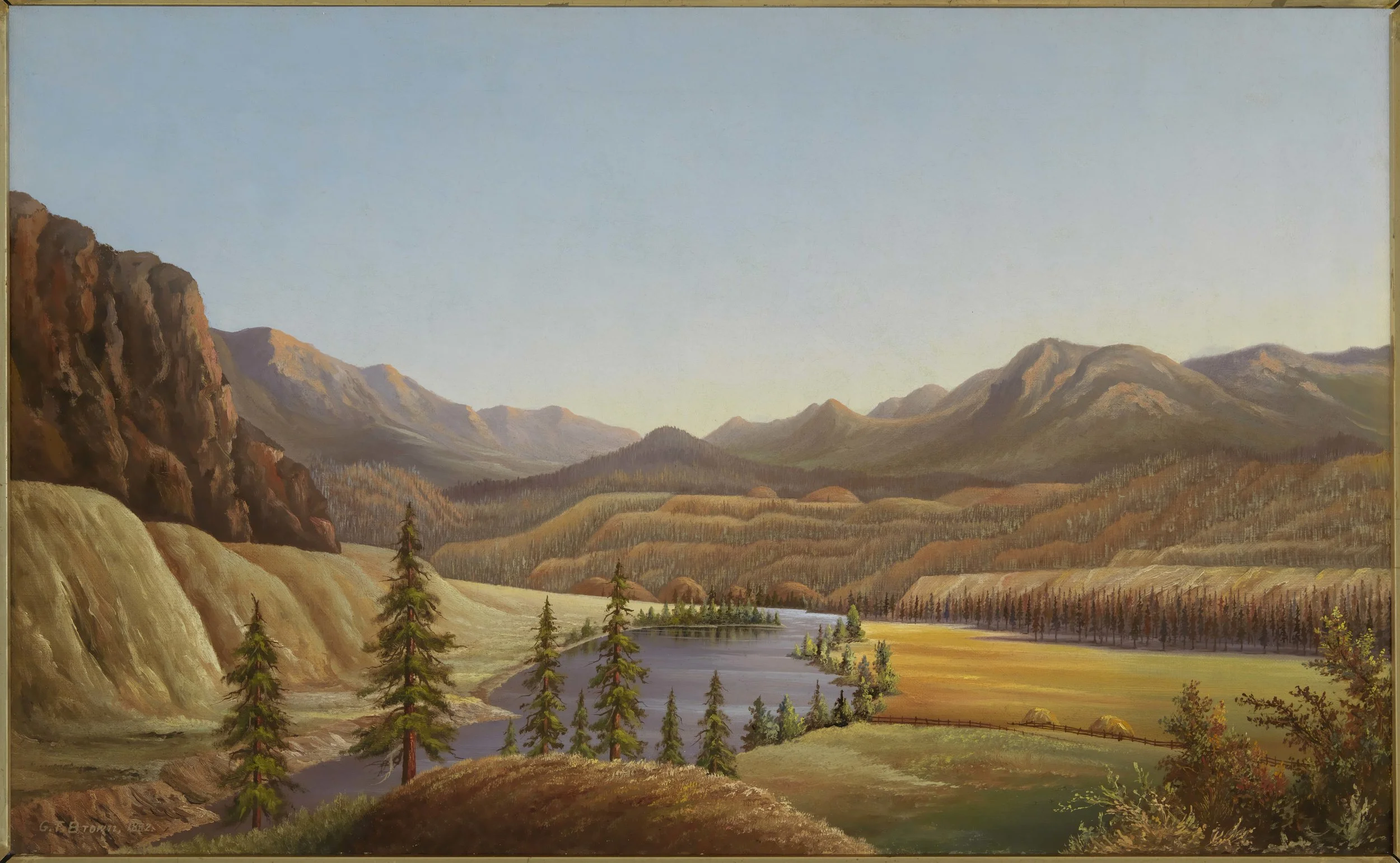 Grafton Tyler Brown, View of Lake Okanagan, British Columbia, 1882, Collection of the Smithsonian National Museum of African American History and Culture, Gift of Curtis E. Ransom in memory of Julia Turner Ransom Letterhead featuring Brown's work was donated to the NMAAHC by Wells Fargo.