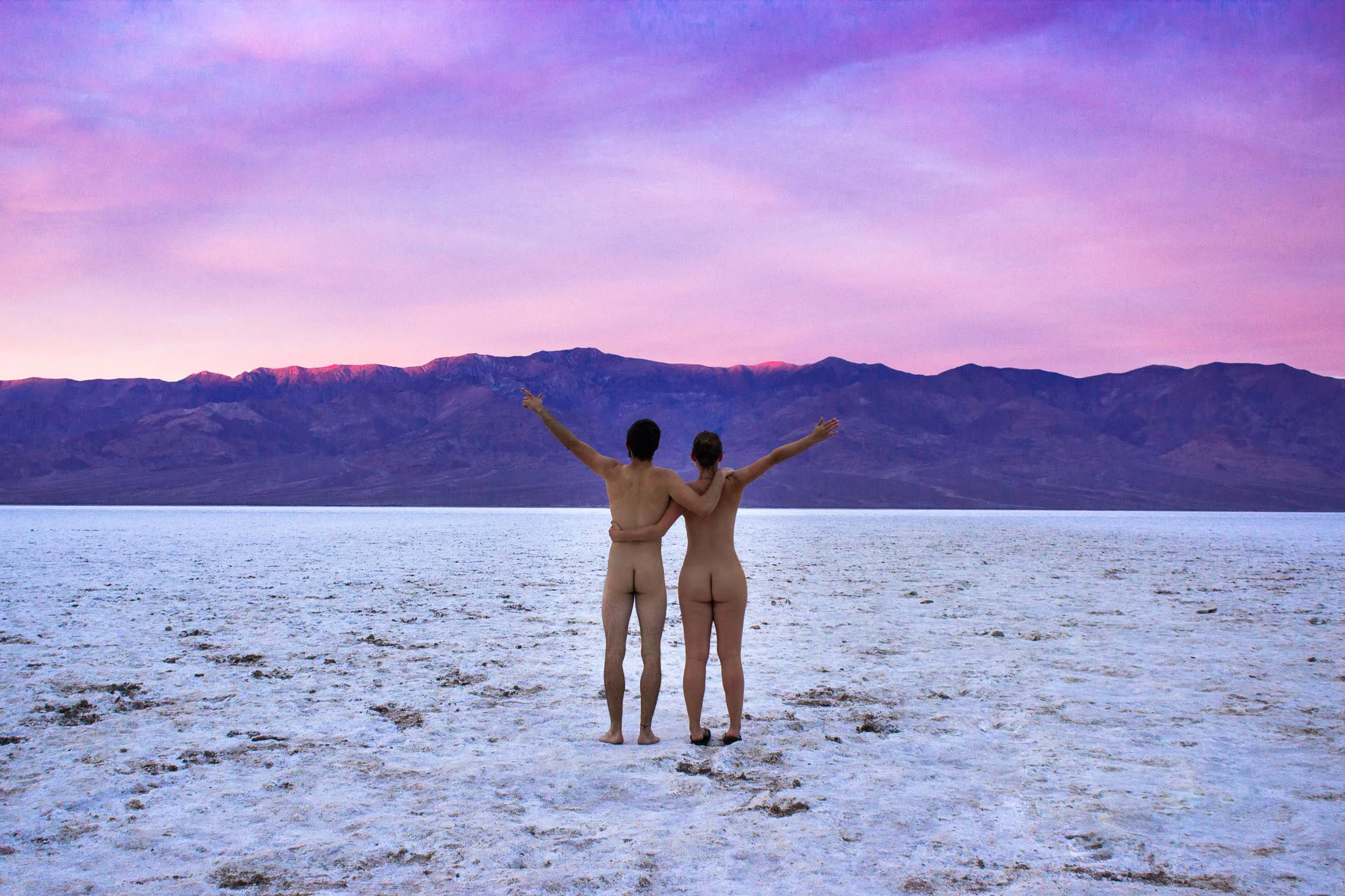 This was the first Bums In Nature photo we took, standing in the frosty voids of Death Valley’s Badwater Basin, USA