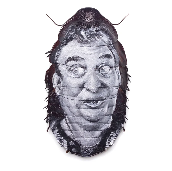 Evan Skrederstu. No Respect. 2006 – acrylic on roach, 3″ x 1″.