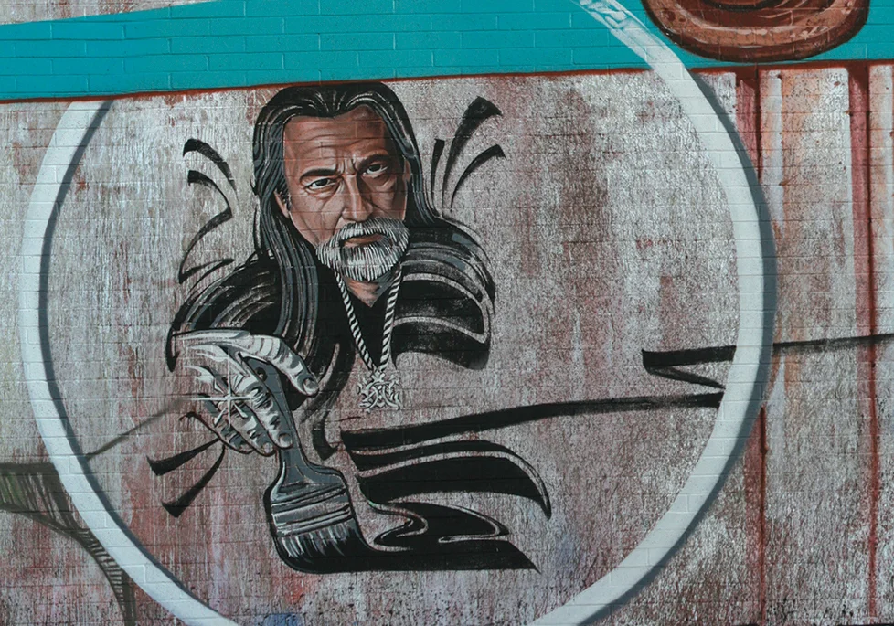 Evan Skrederstu, Christopher Brand, Jose Lopez, Steve Martinez & Sergio Diaz. Detail. Spring Street - Downtown Los Angeles, CA. 2011.