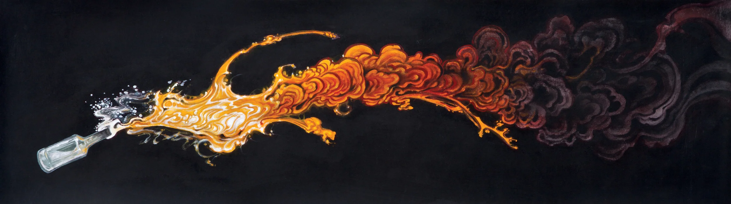 Christopher Brand. Molotov (All Involved) . 2015 - acrylic on fabric, 18" x 60".
