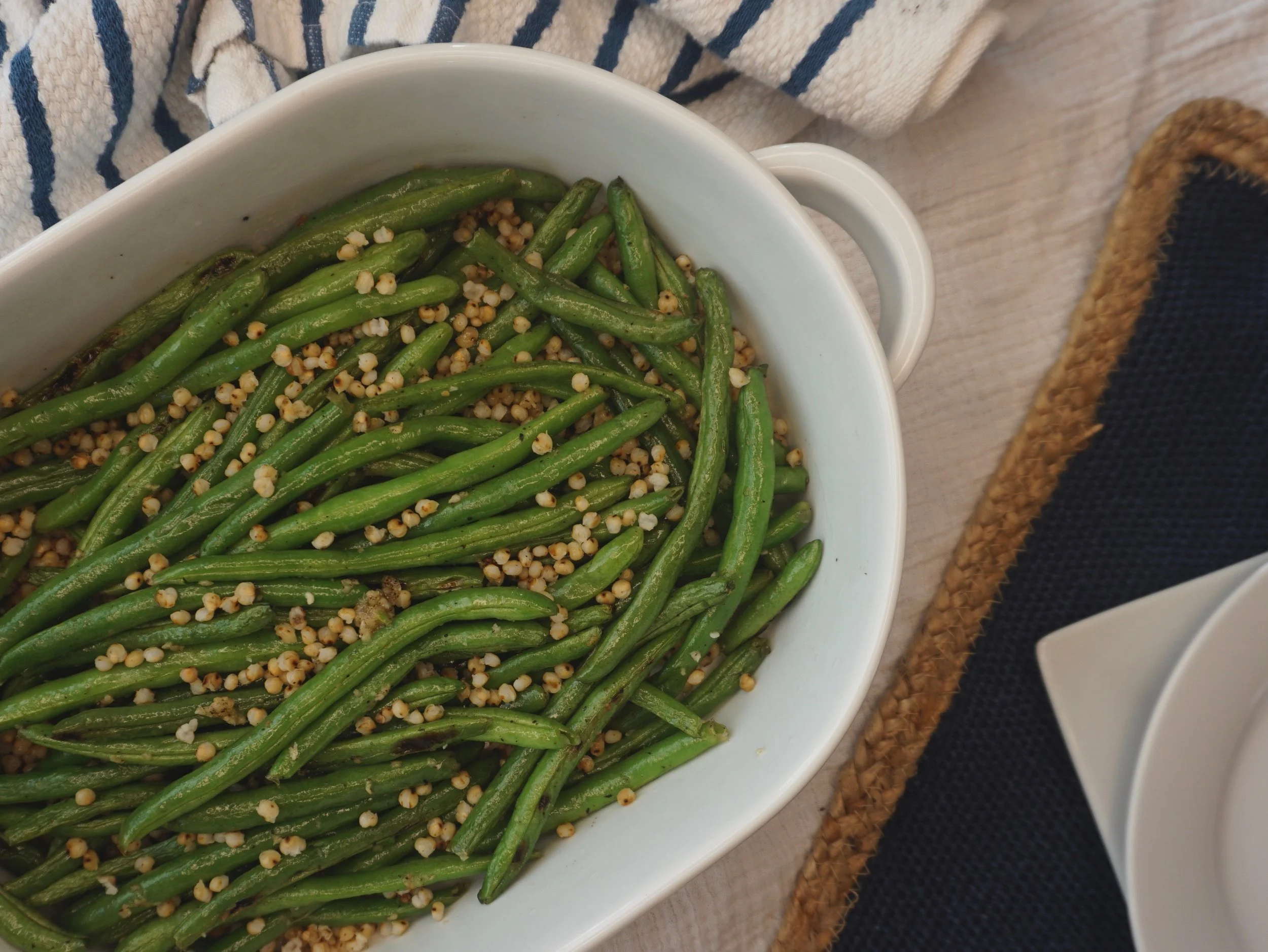 Crunchy Roasted Green Beans & Sorghum