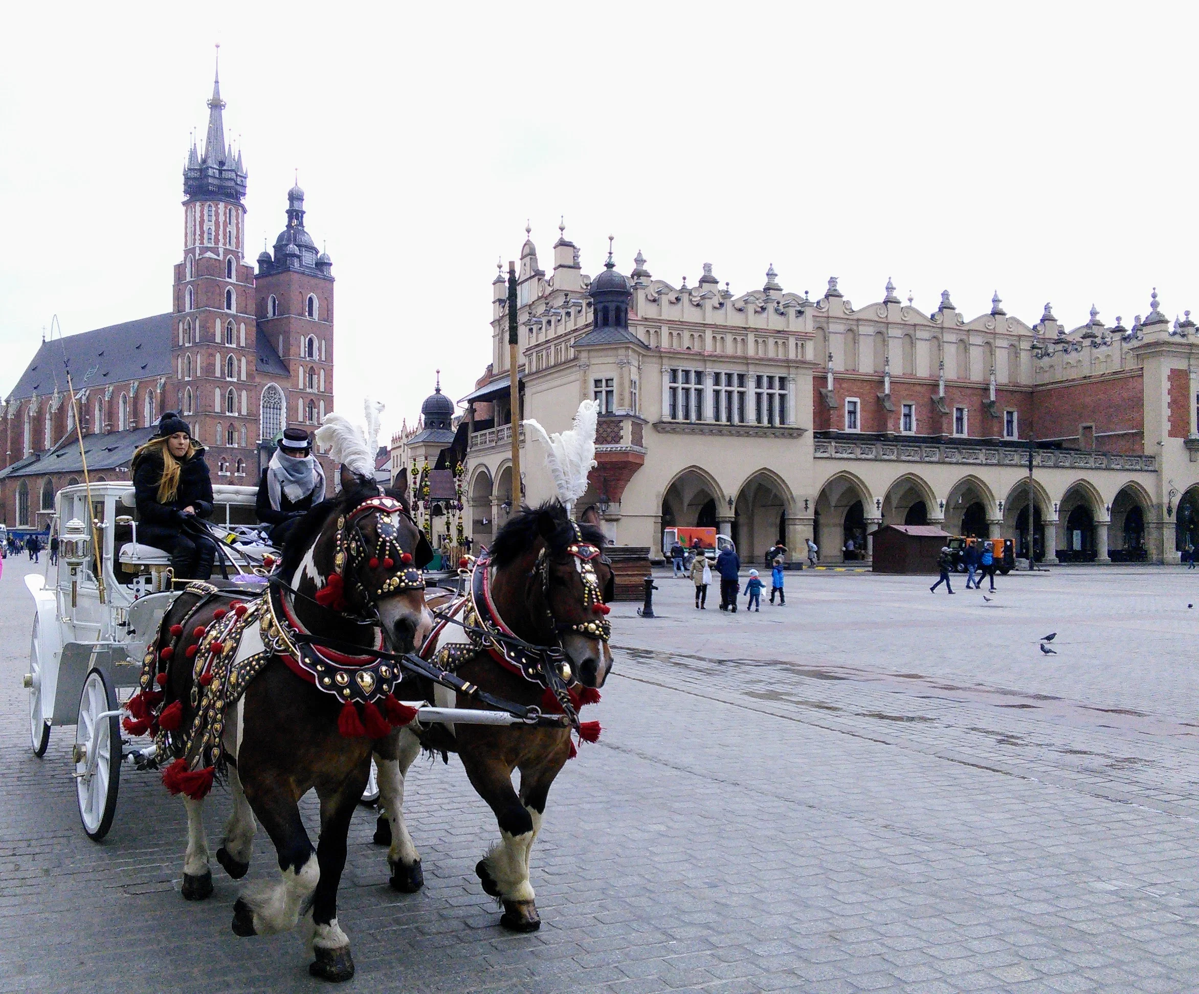 The Market Square with the cloth market and St Mary's church in the background.