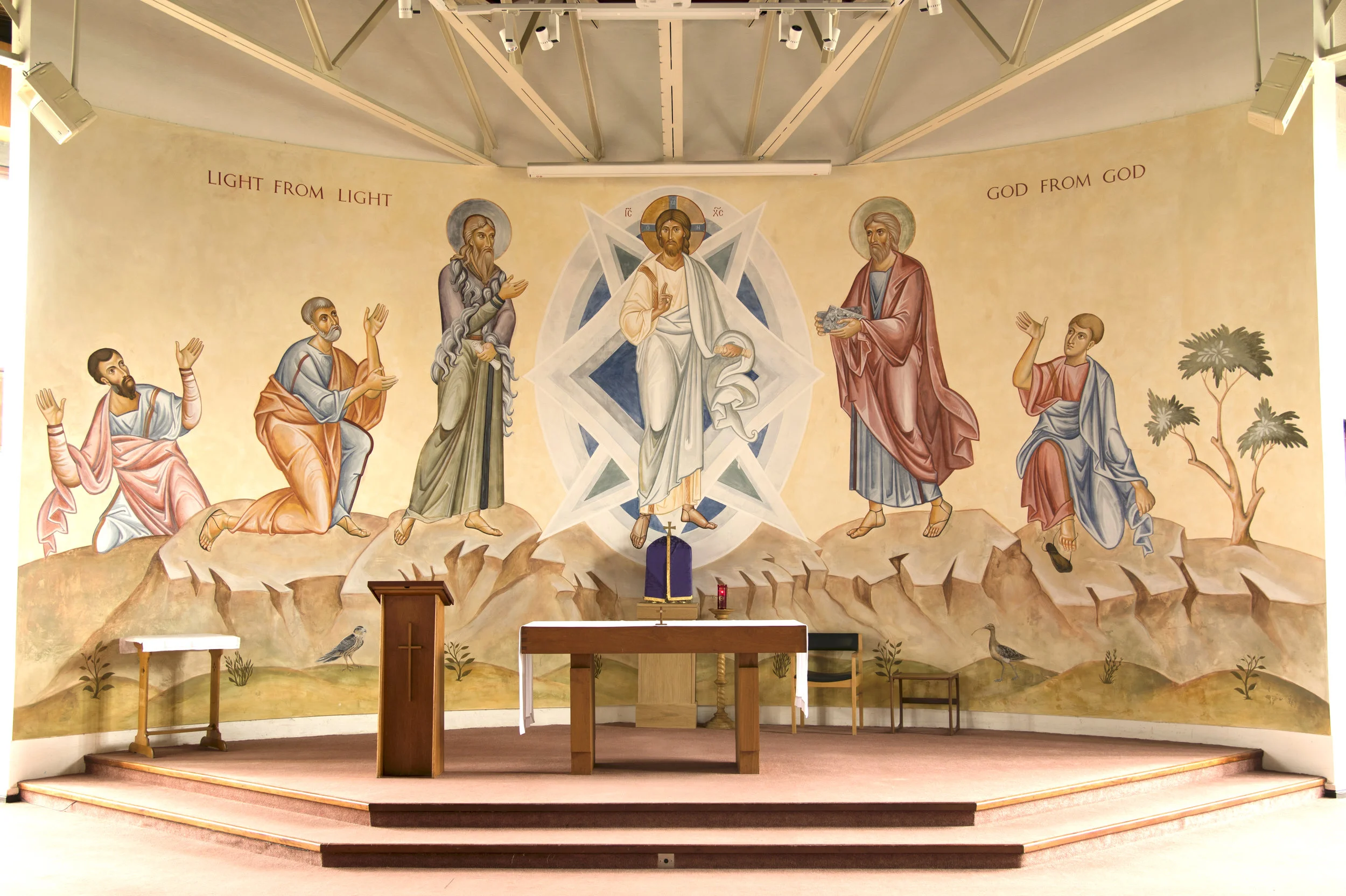 The Transfiguration Secco Icon at the Catholic Chaplaincy, Lancaster University, completed in 2017.
