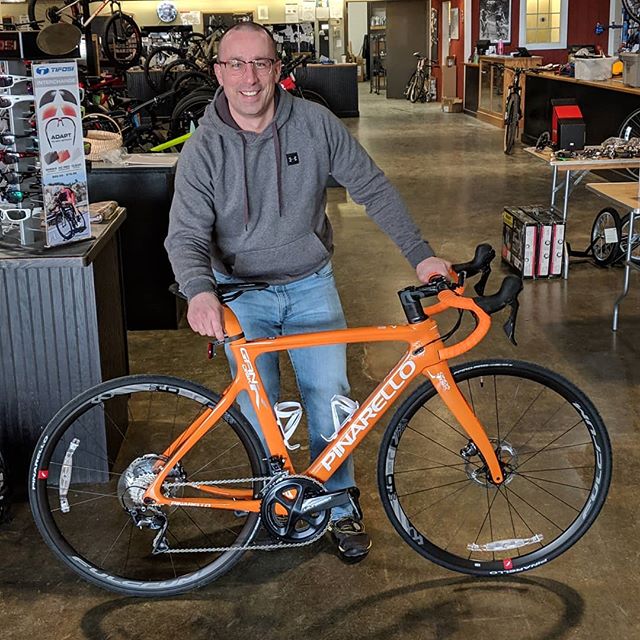 New bike day! Enjoy your new @pinarello_official Pat! .
.
#pinarello #newbikeday #roadbike #rad #shred
