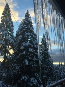 icicles & snow in Lake Tahoe