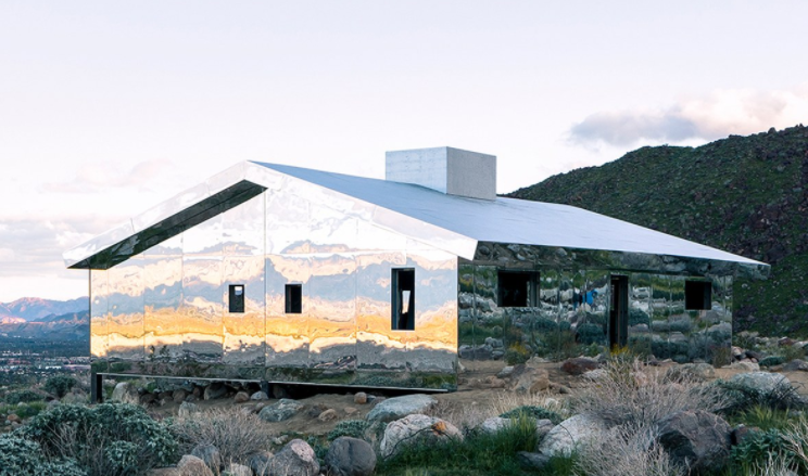 mirrored house in the desert