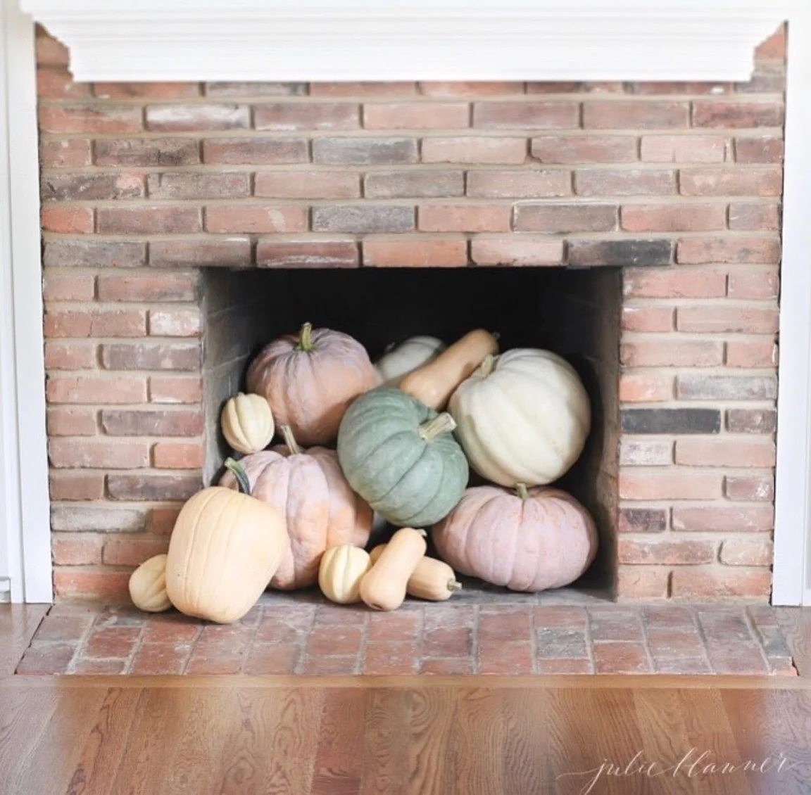 pumpkins in fireplace