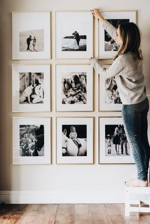 Family photo gallery wall