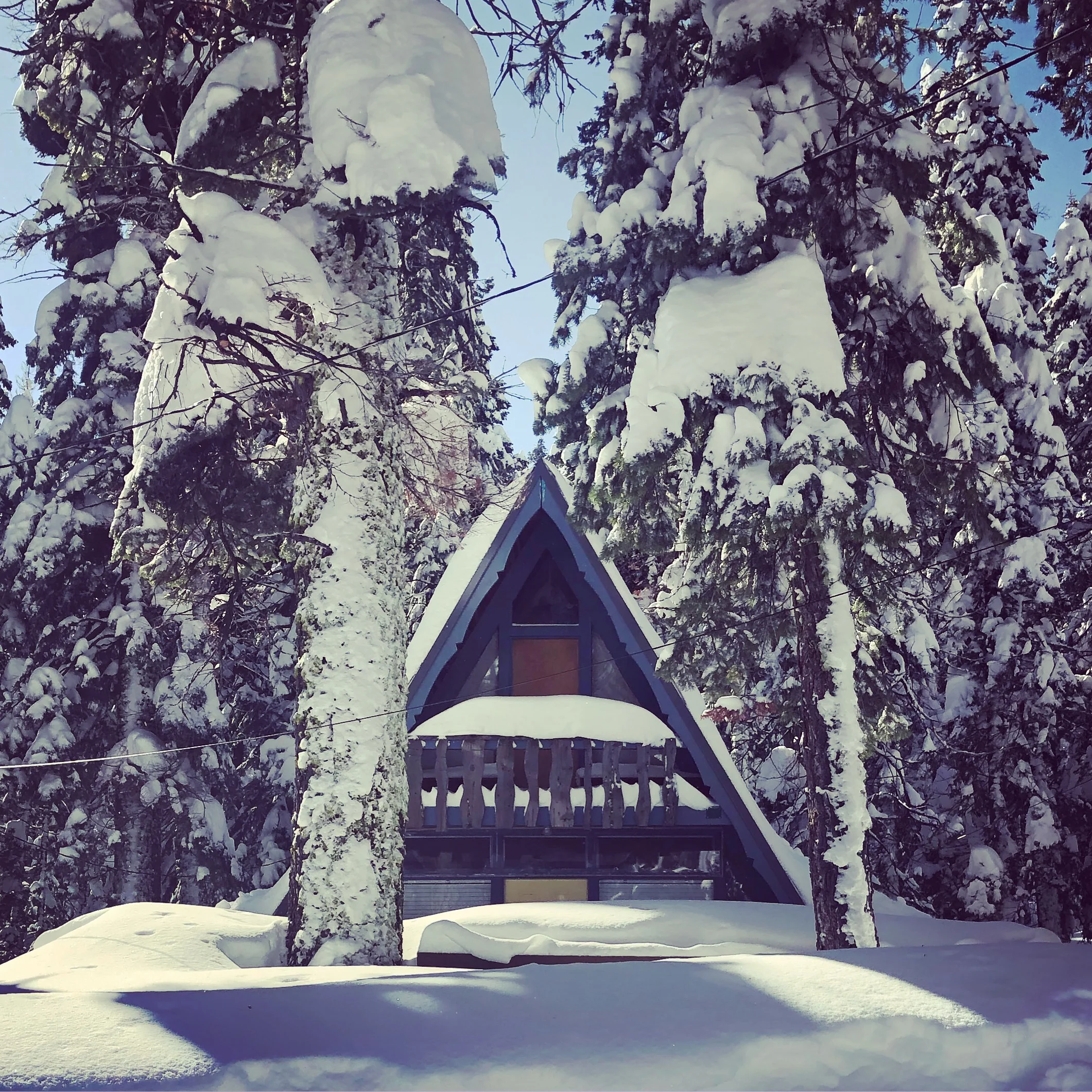 snowy cabins in Tahoe